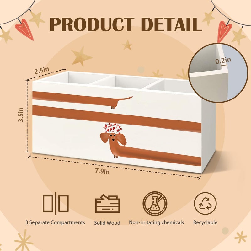 KBRCT Dachshund Dog Wooden Utensils Holder, Dachshund Lover Gifts, Black Heart Sausage Wiener Dog Wood Cooking Utensil Holder Organizer for Kitchen Countertop Counter Decor Accessories - Image 3